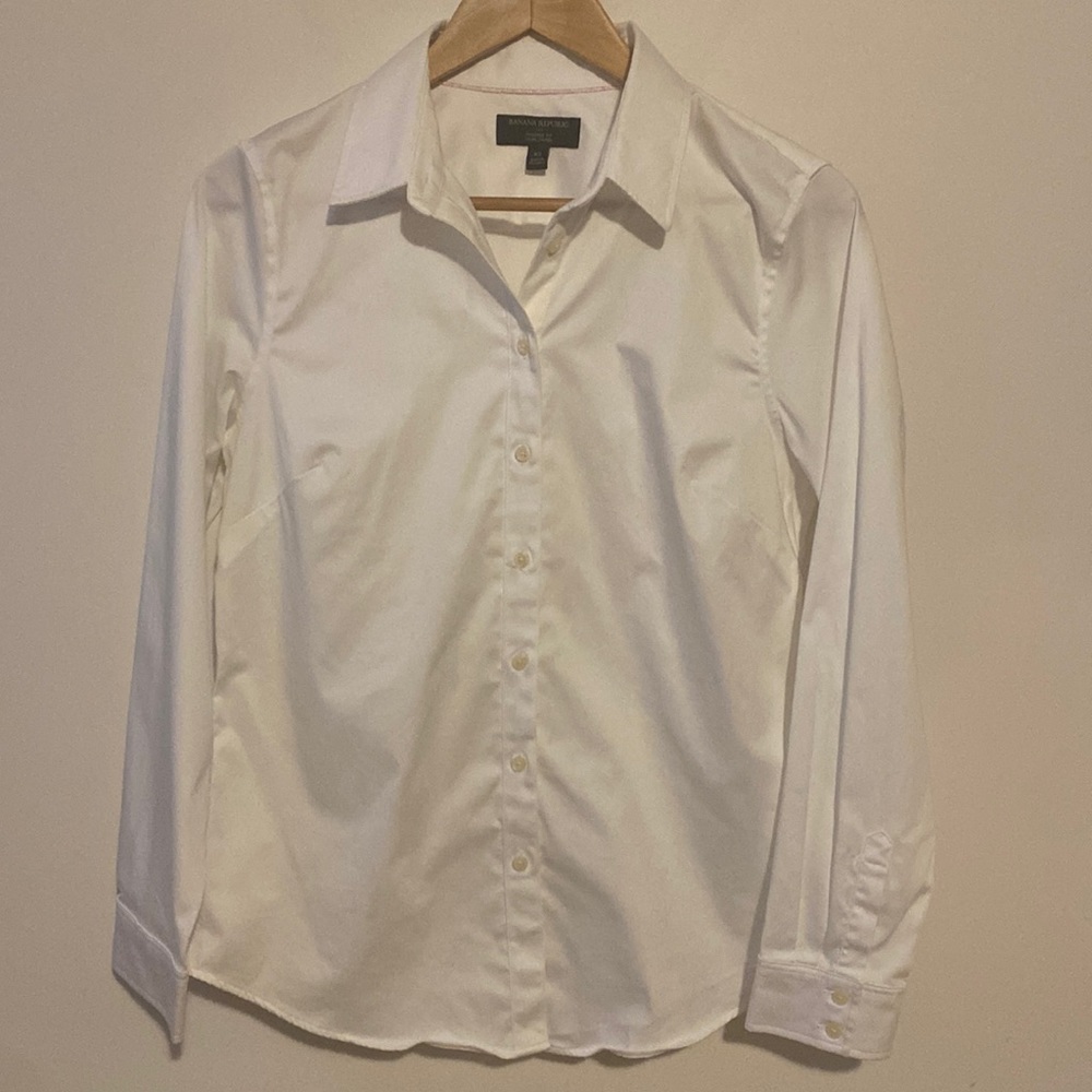 Banana Republic Tailored Fit Cotton white Shirt Size 10